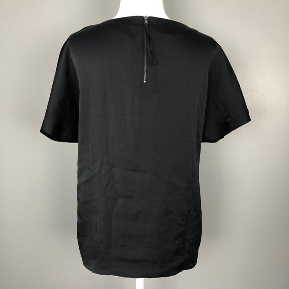 Ann Taylor Loft Womens Black Velour Blouse Short Sleeve Sz Small Holiday Party - Picture 5 of 7